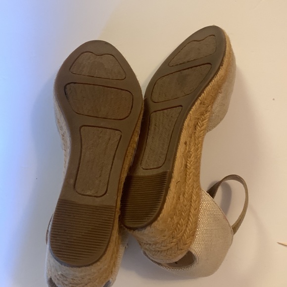 White Mountain Wedge Shoe Espadrille Kate Linen w Rose Gold Women’s Sz 7 - Picture 8 of 9